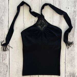 Dana Buchman Black Asymmetrical Tie Front Tank Top size M